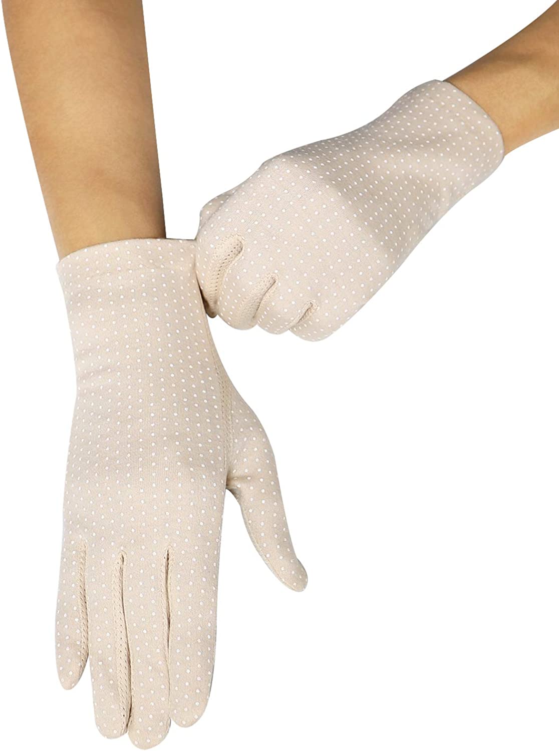 Lovful Womens Sunscreen Gloves UV Sun Lightweight Cotton Touch Screen  Driving Gloves – Beige Color #675 – Asnaniq